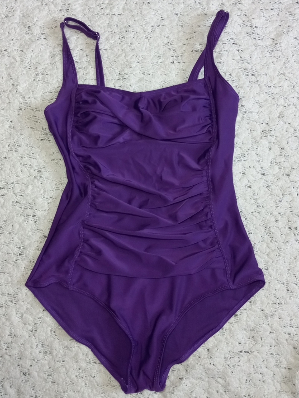 Unbranded Purple Ruched One-Piece Swimsuit Size L